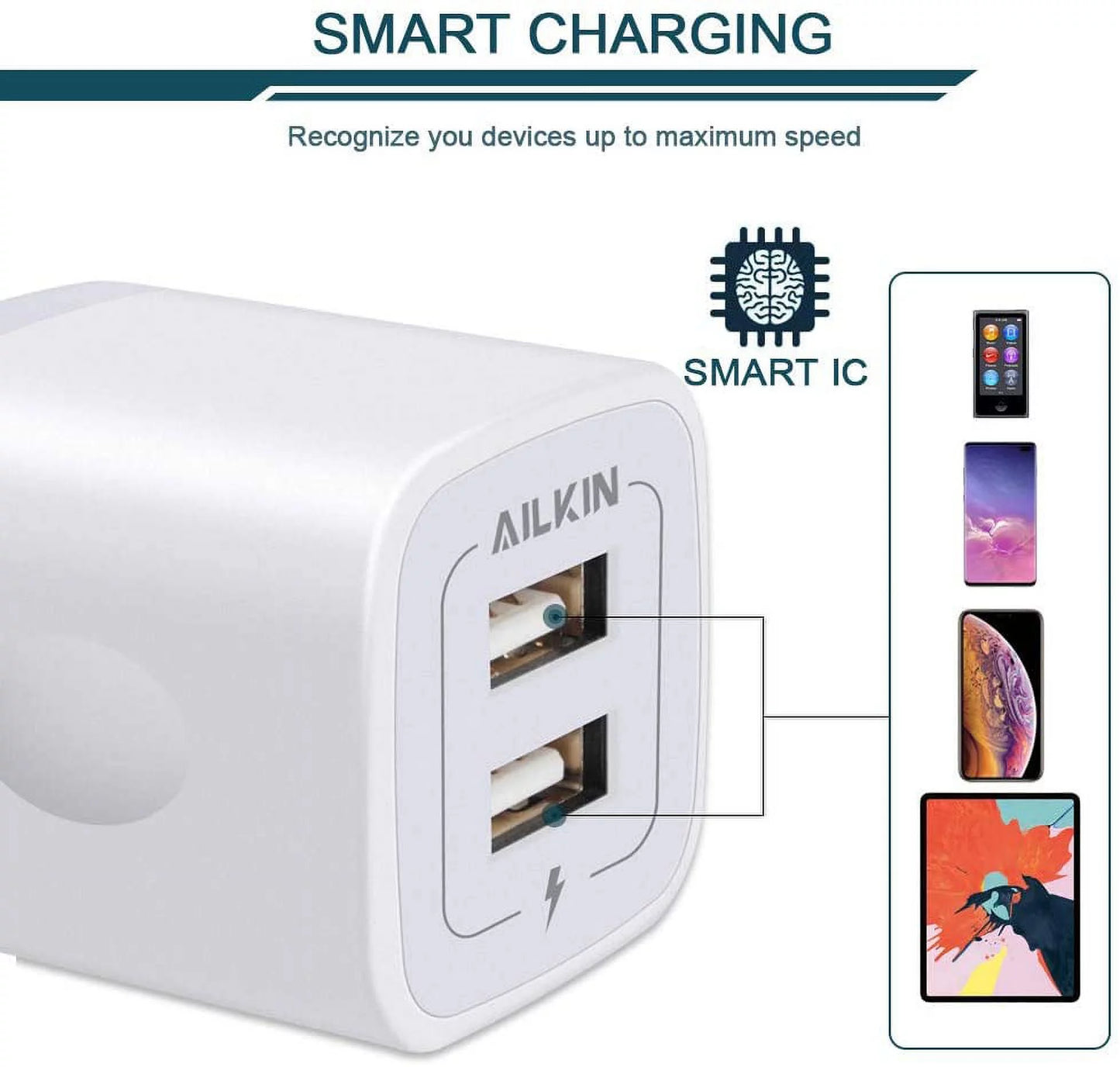 2.1A Dual Port Fast Charging Station Plug Charger Block