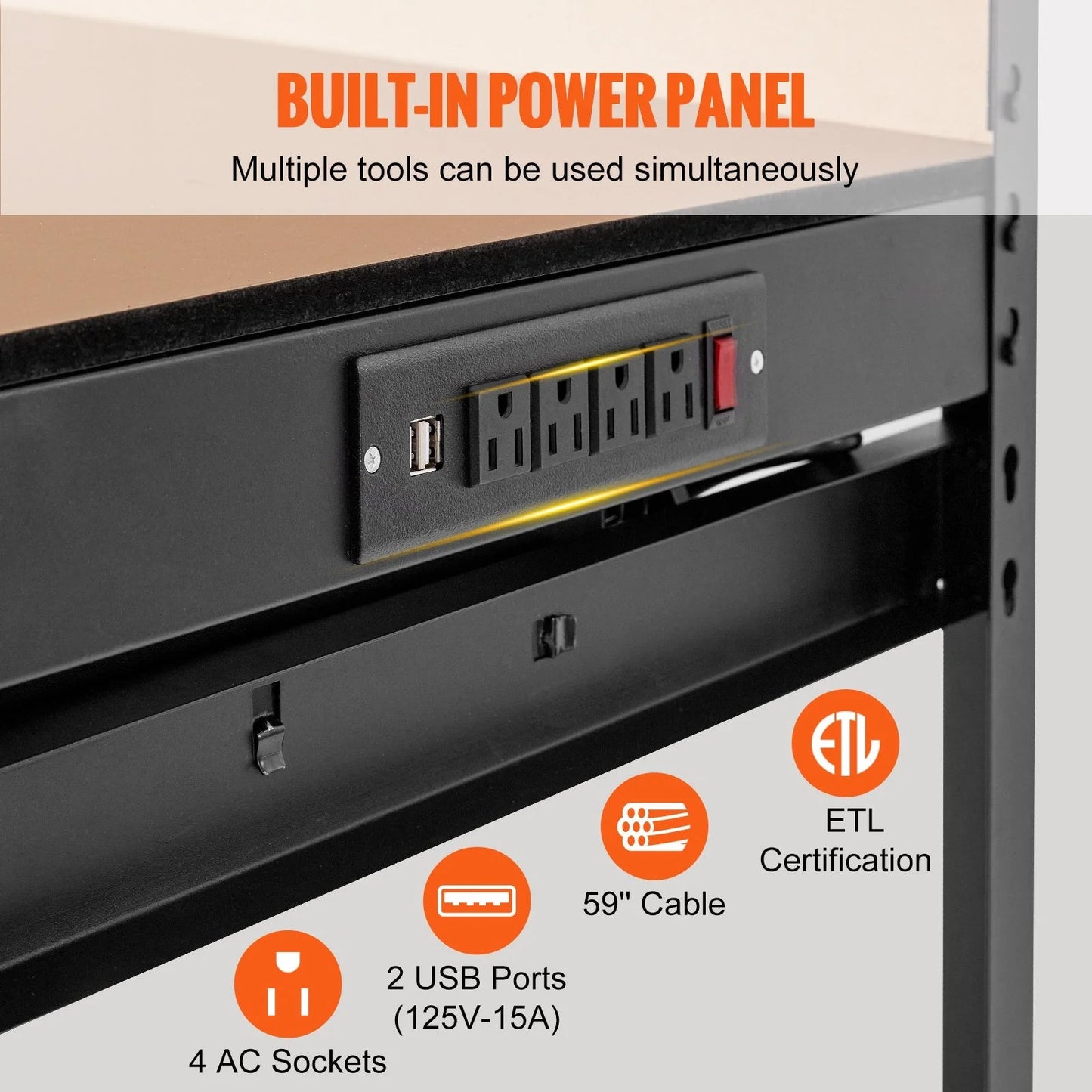 1500W Heavy Duty Workbench 220Lbs Weight Capacity