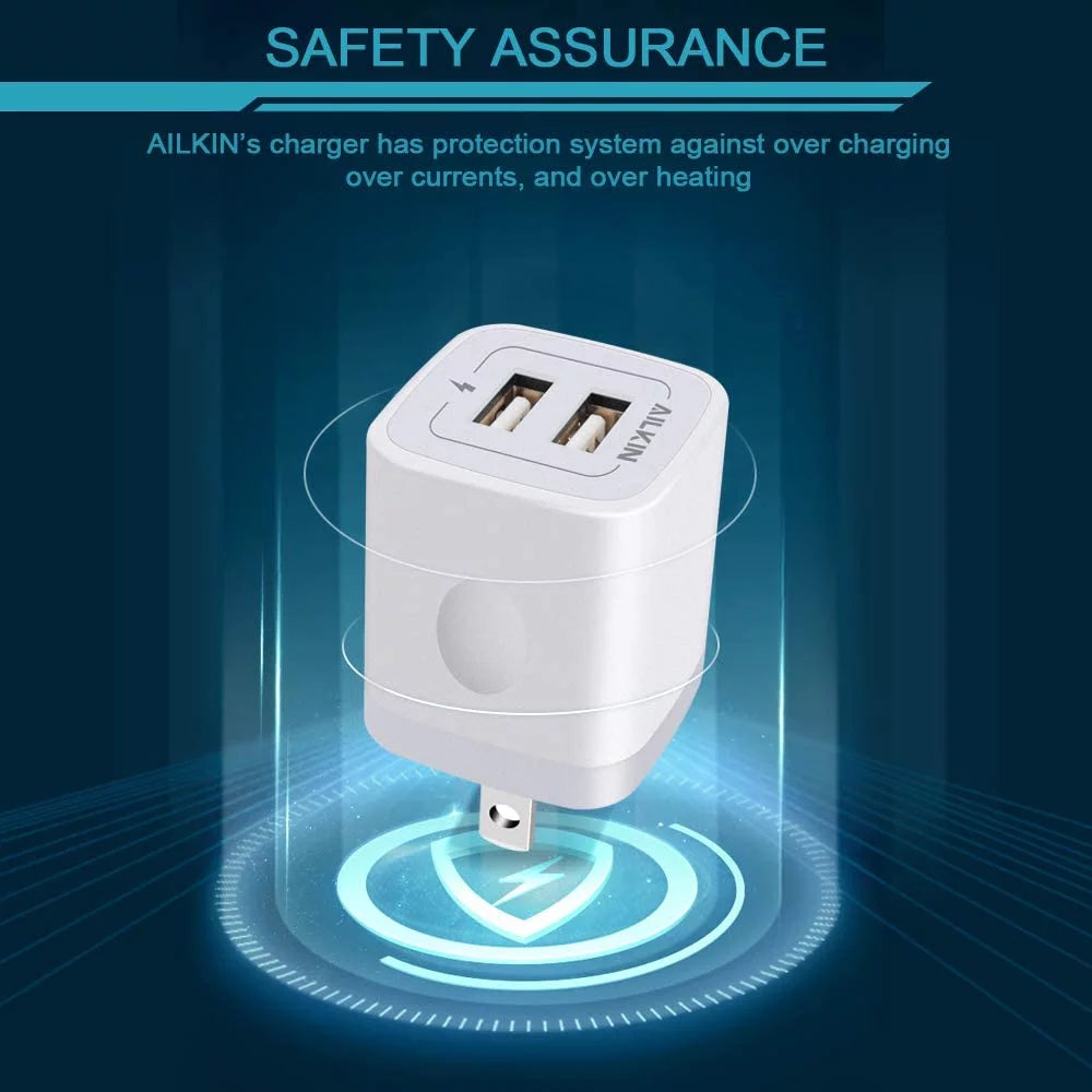 2.1A Dual Port Fast Charging Station Plug Charger Block