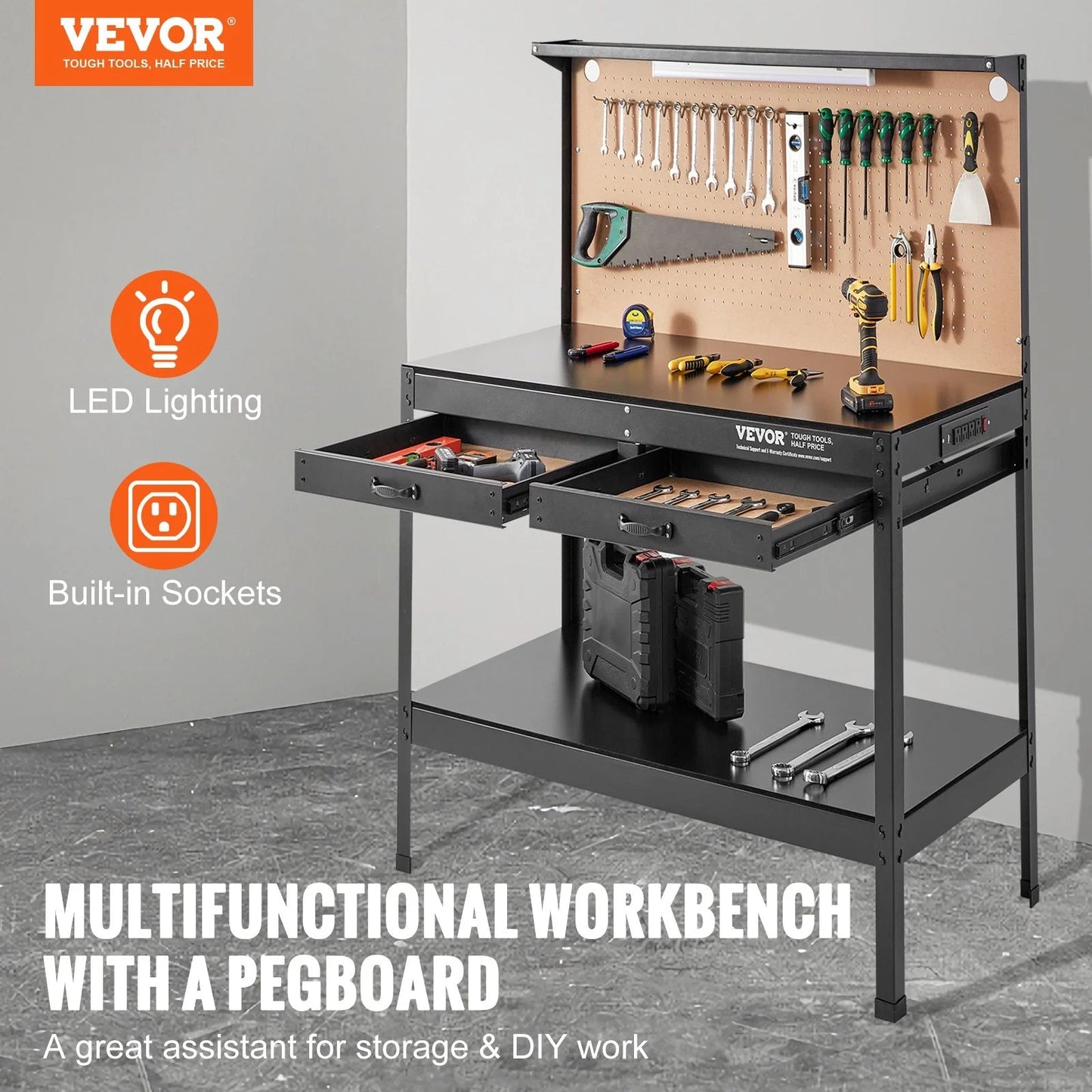 1500W Heavy Duty Workbench 220Lbs Weight Capacity