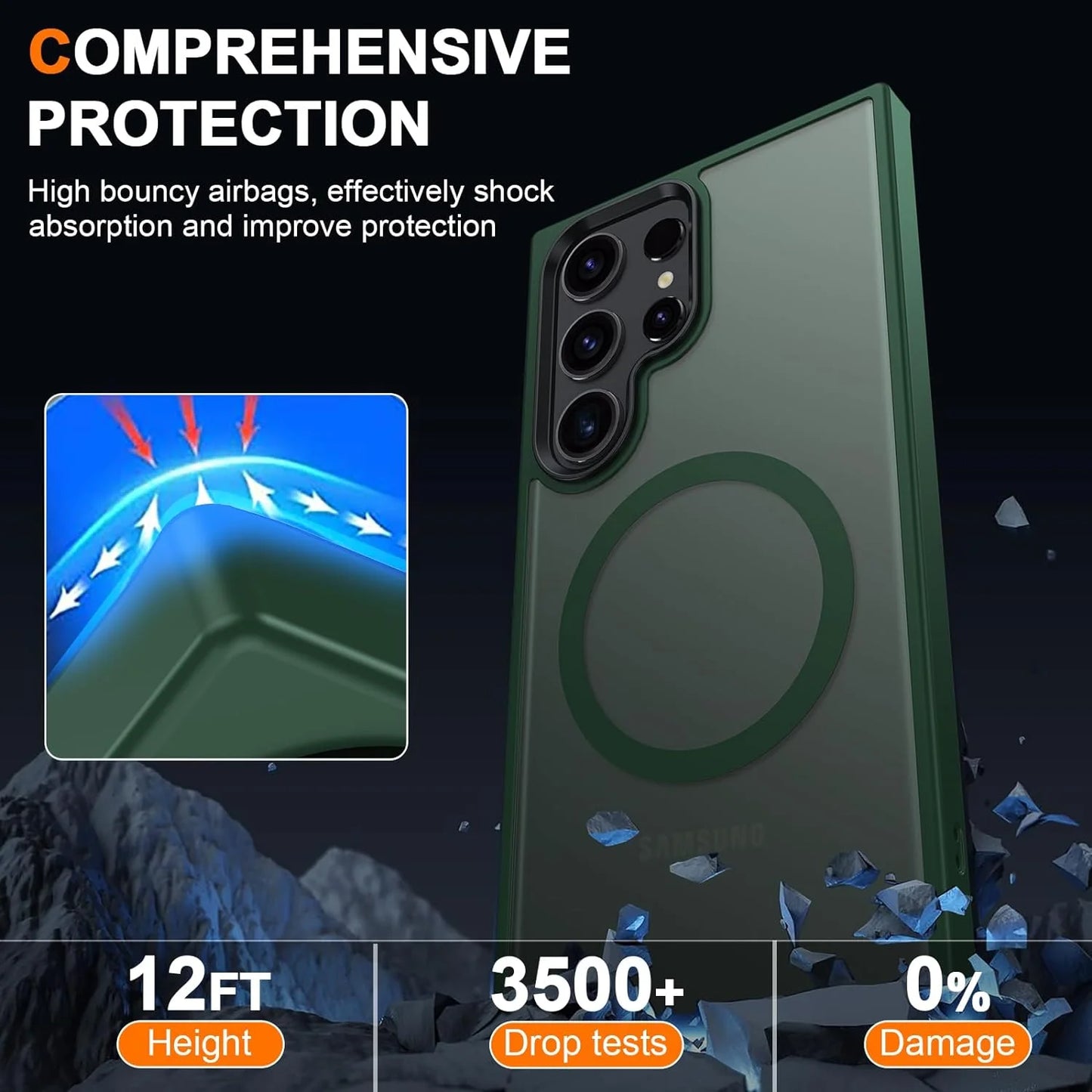 Shockproof Heavy Duty Cell Phone Case for Samsung Galaxy S24 Ultra
