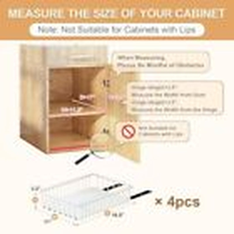 4Pack Pull Out Cabinet Organizer,No Drill Pull Out 16.5"DX11"WX3.