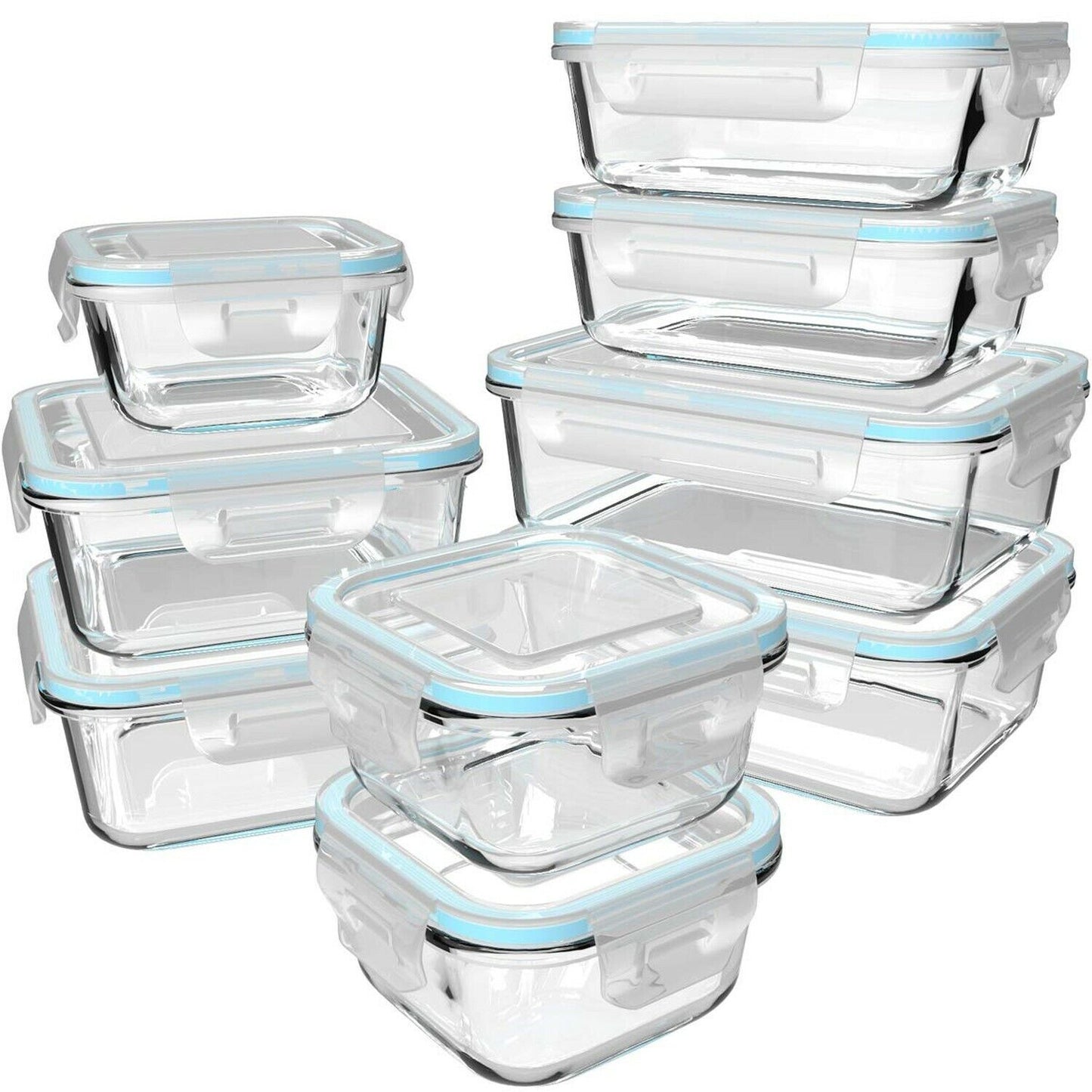 Premium 18-Piece Glass Food Storage Set with Airtight Lids - Ideal for Meal Prep and Organization