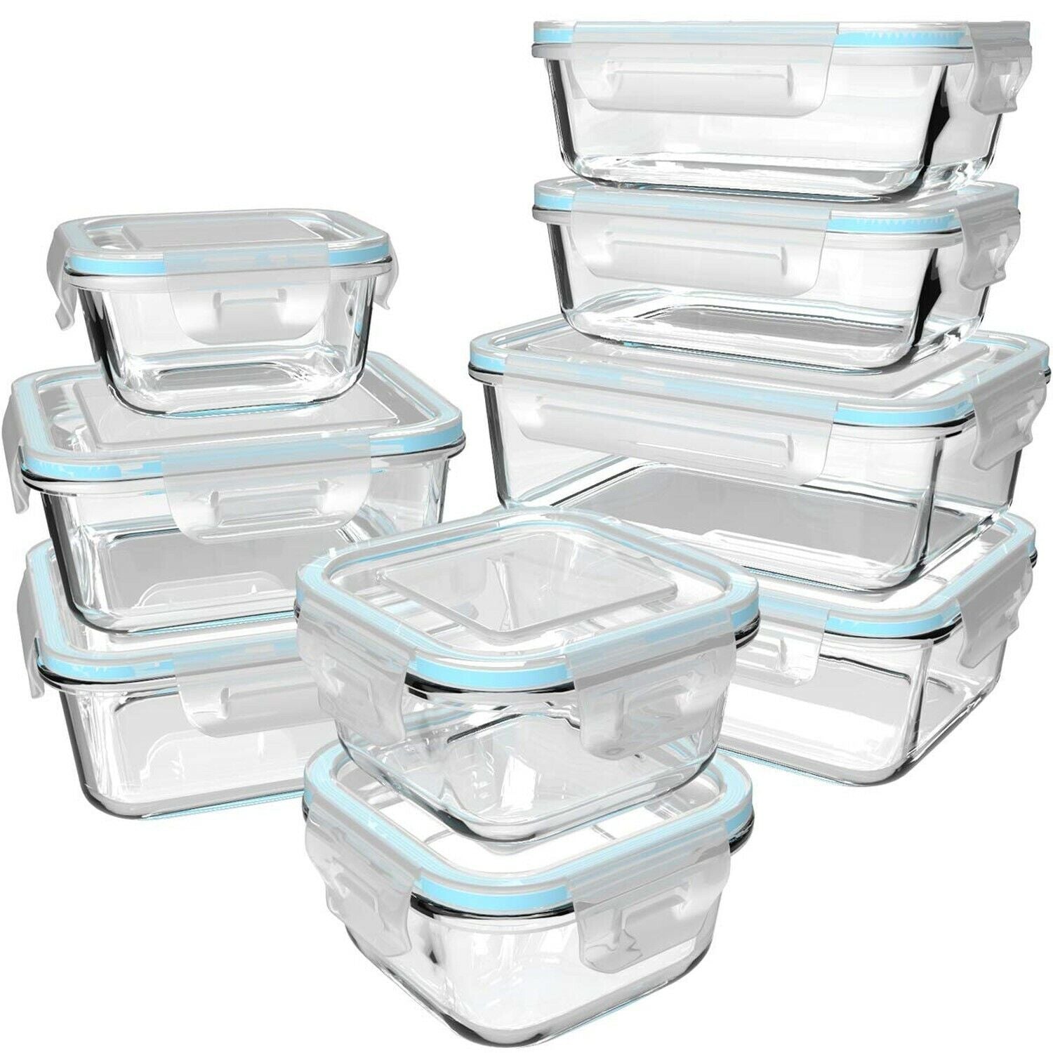 Premium 18-Piece Glass Food Storage Set with Airtight Lids - Ideal for Meal Prep and Organization