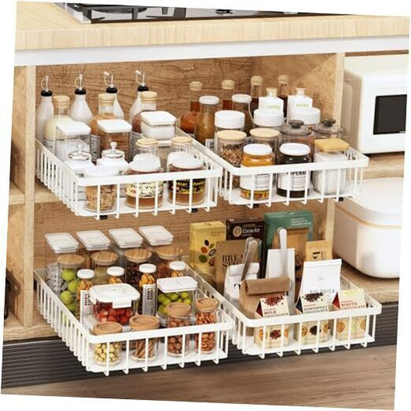 4Pack Pull Out Cabinet Organizer,No Drill Pull Out 16.5"DX11"WX3.
