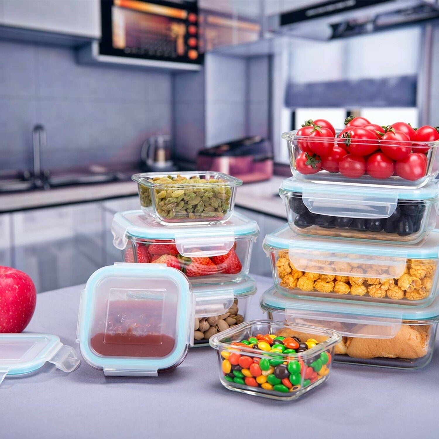 Premium 18-Piece Glass Food Storage Set with Airtight Lids - Ideal for Meal Prep and Organization