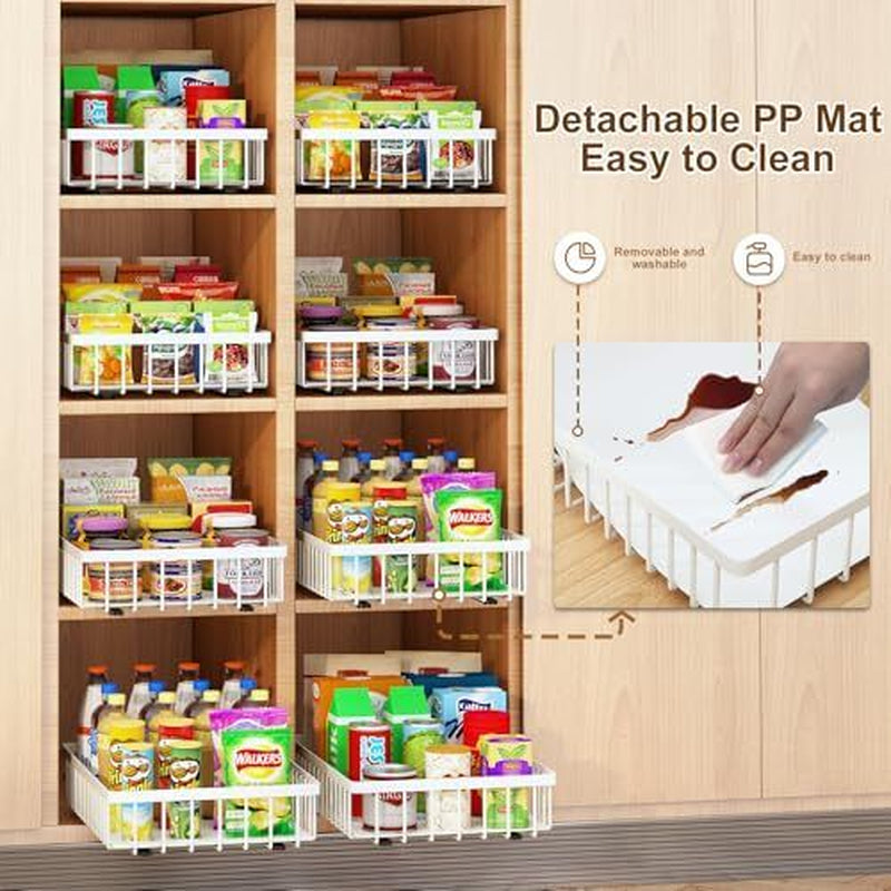 4Pack Pull Out Cabinet Organizer,No Drill Pull Out 16.5"DX11"WX3.