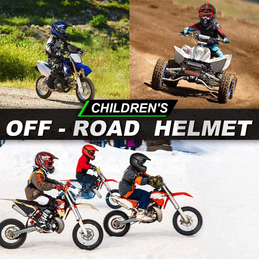 Youth Kids ATV Motocross Helmet Goggles Sports Gloves Dirt Bike Motorcycle off Road DOT Approved B07 (Youth-Xl, Yellow Black)